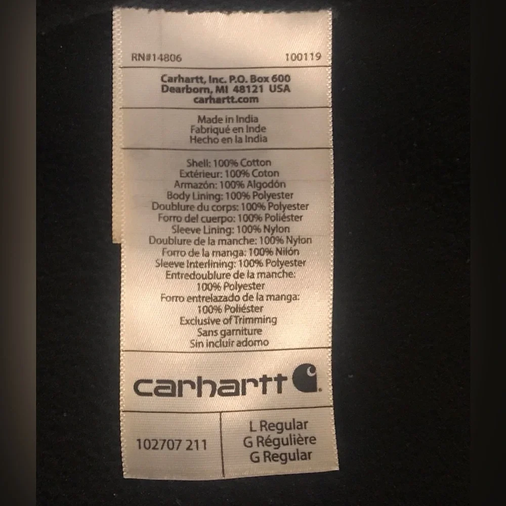 Carhartt Sherpa Lined Full Swing Jacket Mens L Button Up Light Beige Tan Canvas - Picture 11 of 12